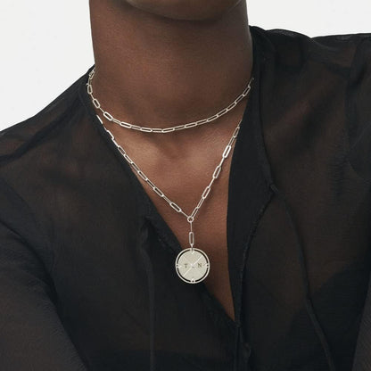 Engraved Compass Necklace - Gold Vermeil
