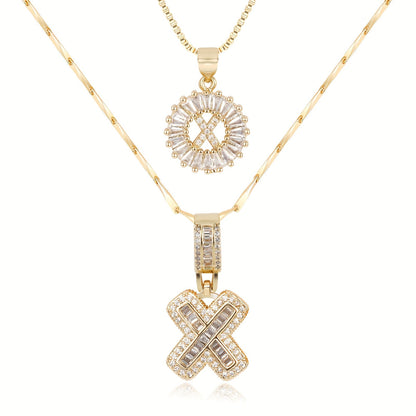 14k Diamond Initial Necklace Set - The Signature Duo