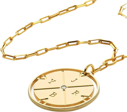 Engraved Compass Necklace - Gold Vermeil