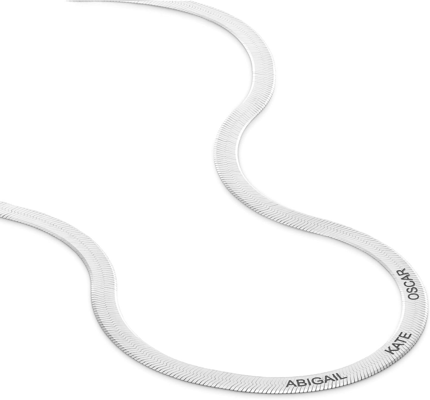 Herringbone Engraved Slim Chain Necklace - Gold Vermeil