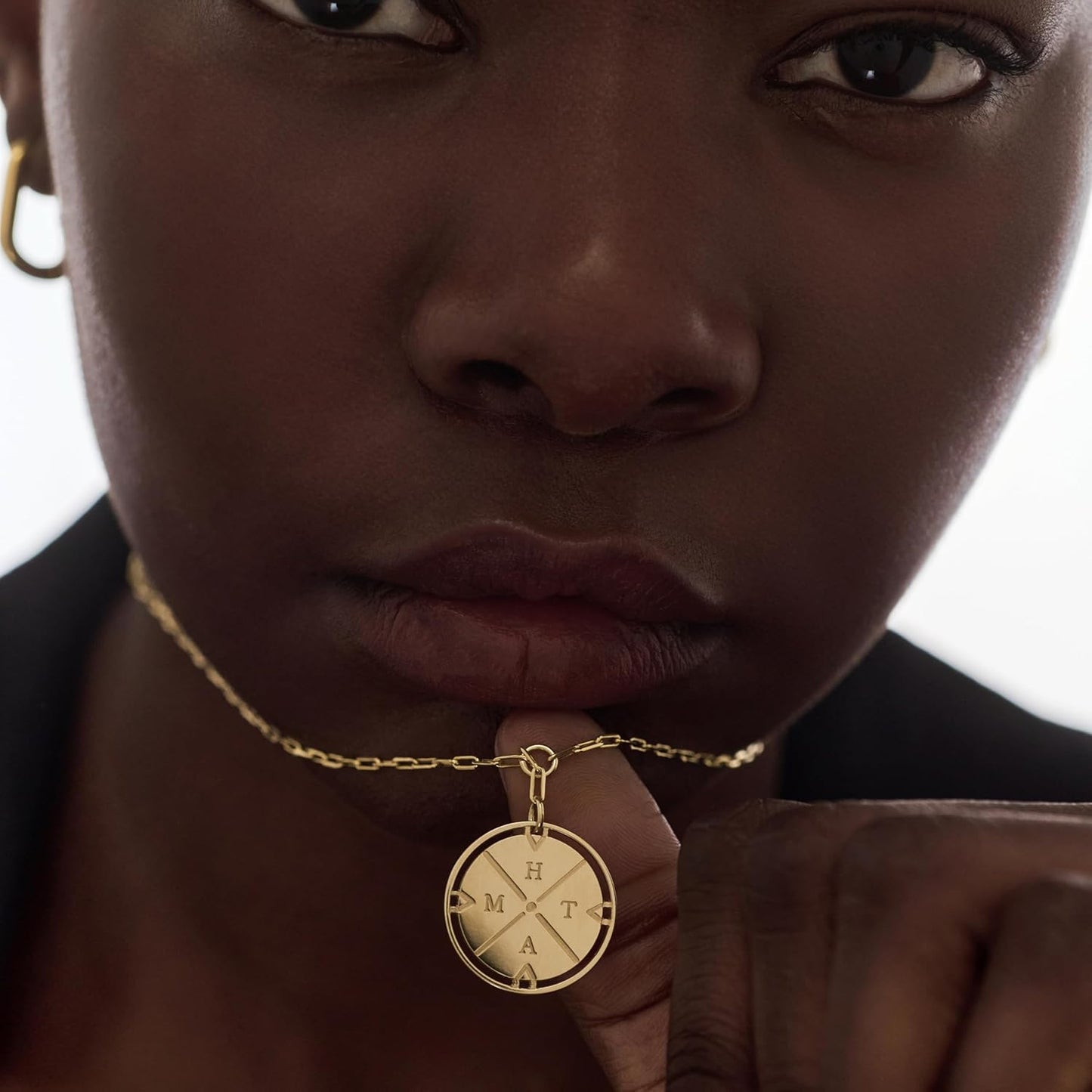 Engraved Compass Necklace - Gold Vermeil