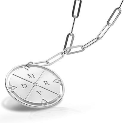 Engraved Compass Necklace - Gold Vermeil