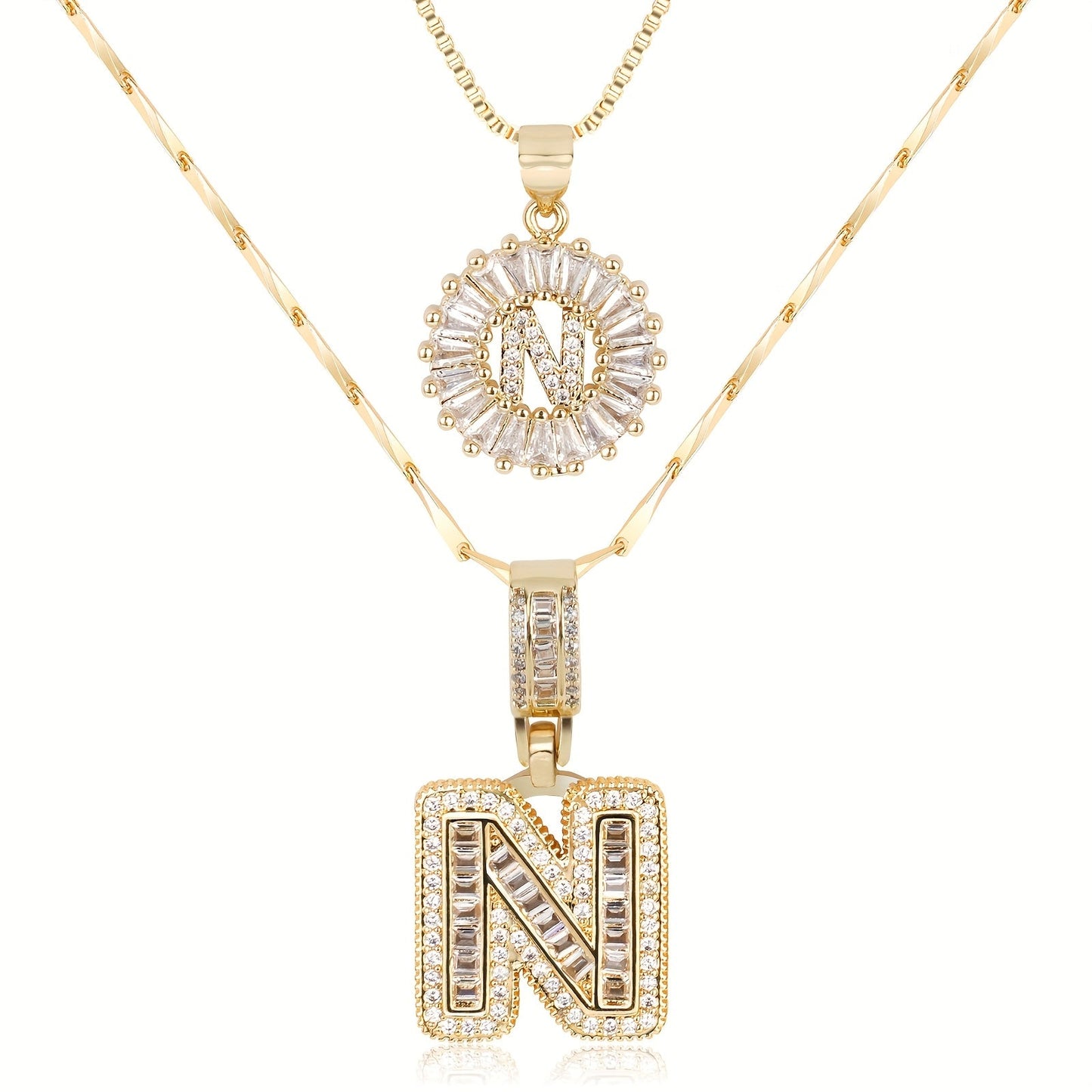 Keep & Share: 2pc 14k Diamond Letter Initial Necklaces