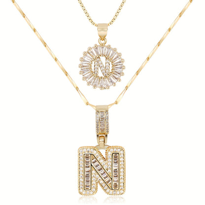 Keep & Share: 2pc 14k Diamond Letter Initial Necklaces