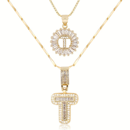 14k Diamond Initial Necklace Set - The Signature Duo