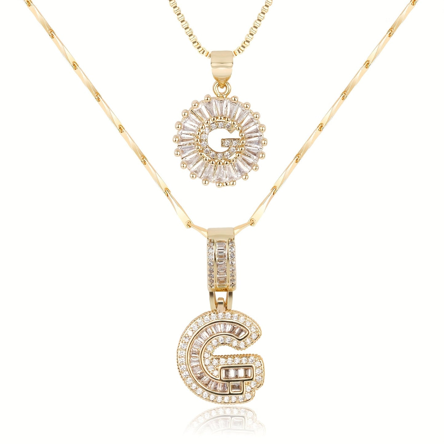 Keep & Share: 2pc 14k Diamond Letter Initial Necklaces