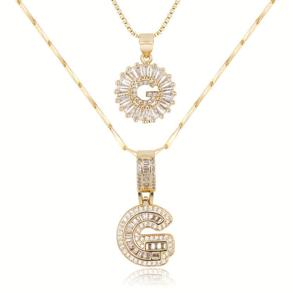 Keep & Share: 2pc 14k Diamond Letter Initial Necklaces