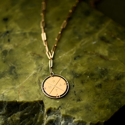 Engraved Compass Necklace - Gold Vermeil