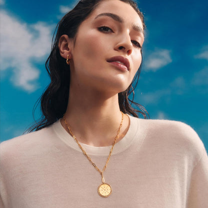 Engraved Compass Necklace - Gold Vermeil