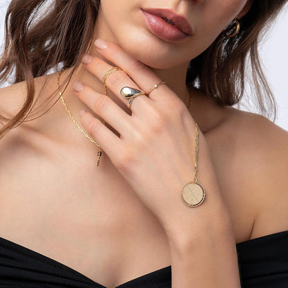 Engraved Compass Necklace - Gold Vermeil