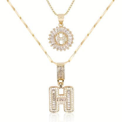 14k Diamond Initial Necklace Set - The Signature Duo