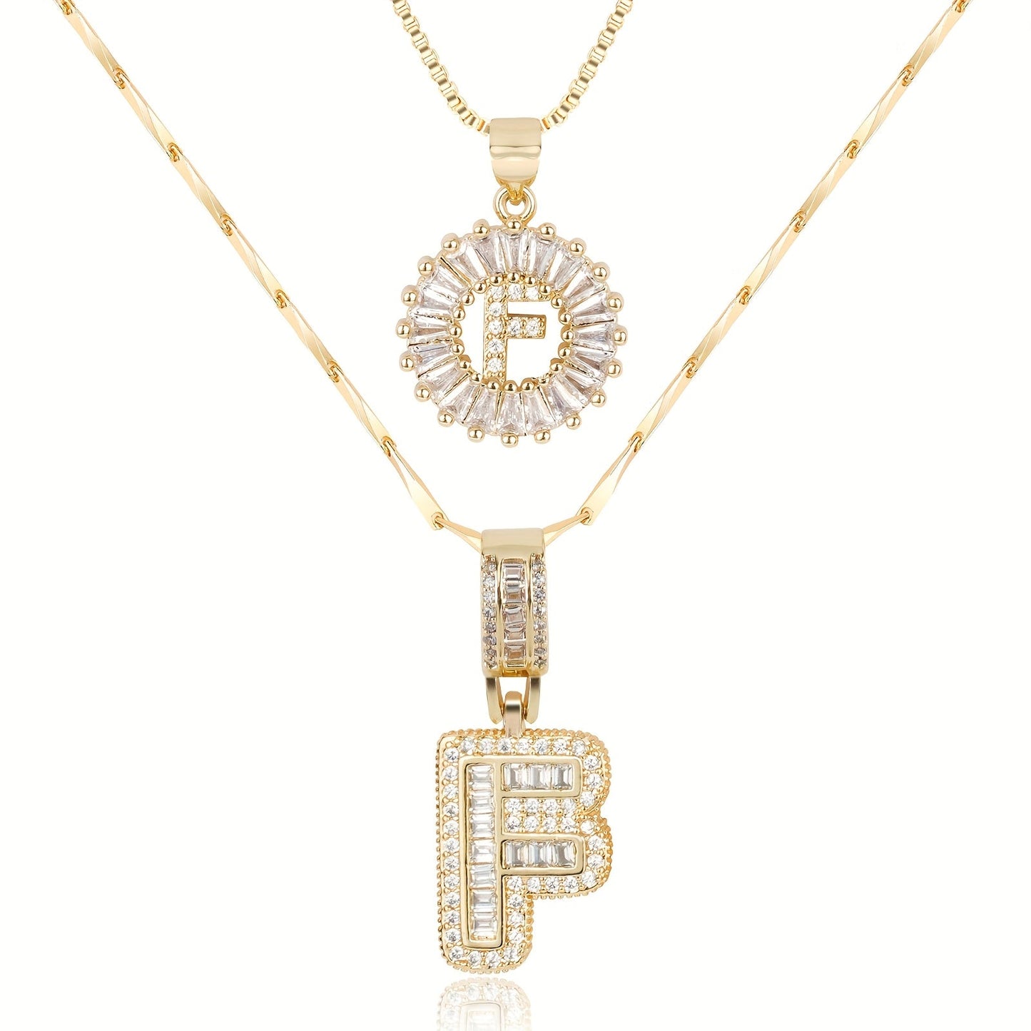 Keep & Share: 2pc 14k Diamond Letter Initial Necklaces
