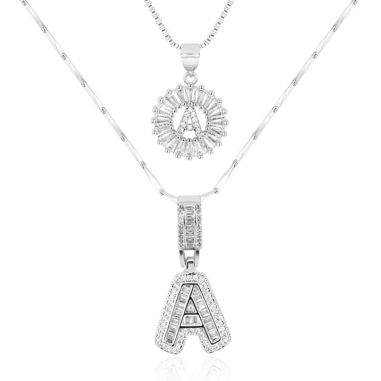 Keep & Share: 2pc 14k Diamond Letter Initial Necklaces