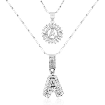14k Diamond Initial Necklace Set - The Signature Duo