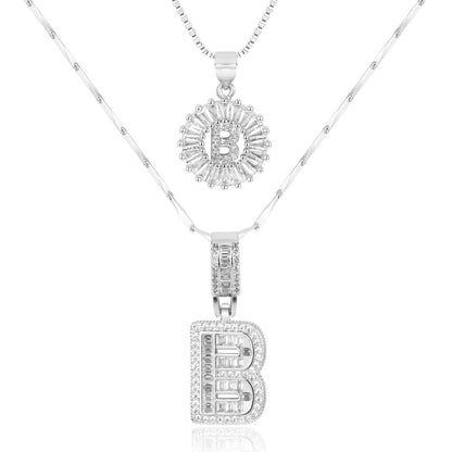 Keep & Share: 2pc 14k Diamond Letter Initial Necklaces