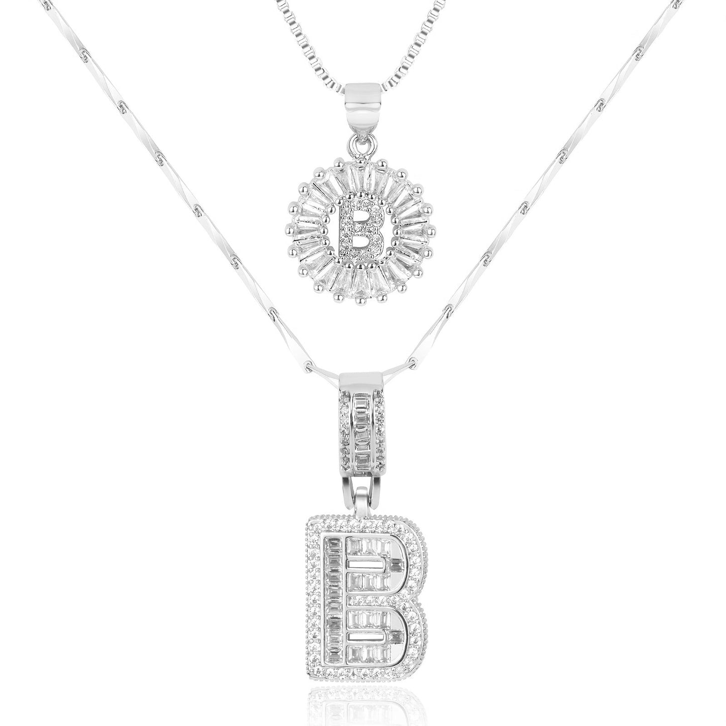 14k Diamond Initial Necklace Set - The Signature Duo