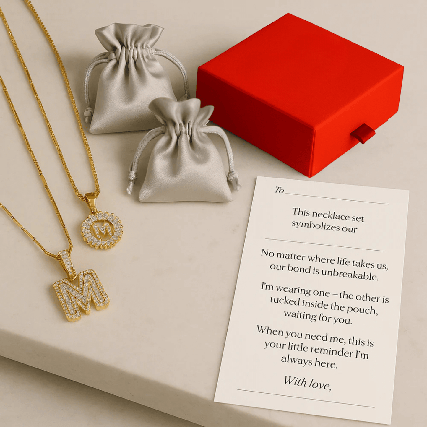 Keep & Share: 2pc 14k Diamond Letter Initial Necklaces