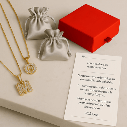 Keep & Share: 2pc 14k Diamond Letter Initial Necklaces
