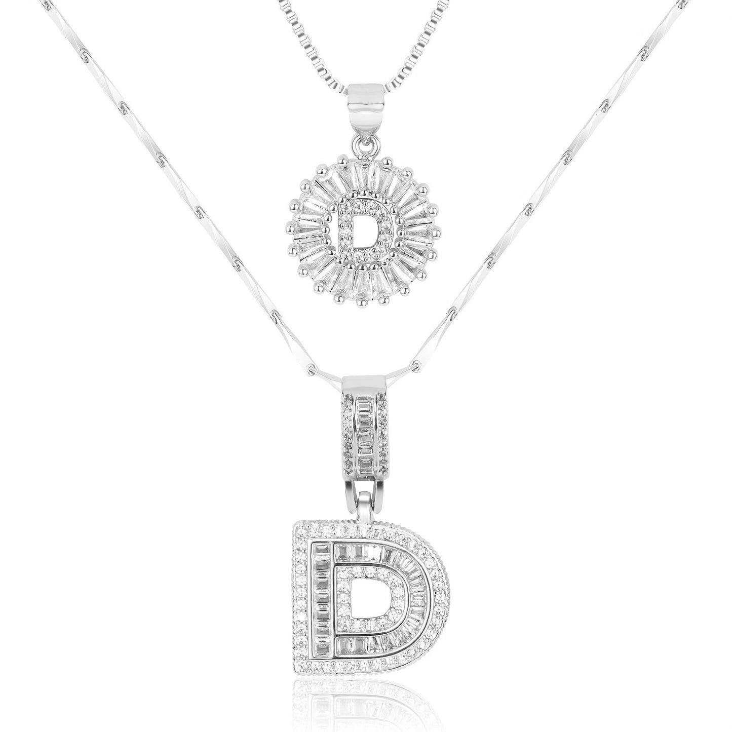 14k Diamond Initial Necklace Set - The Signature Duo