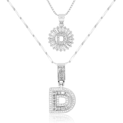 14k Diamond Initial Necklace Set - The Signature Duo