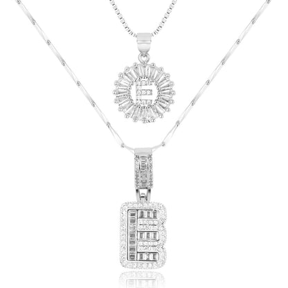 14k Diamond Initial Necklace Set - The Signature Duo