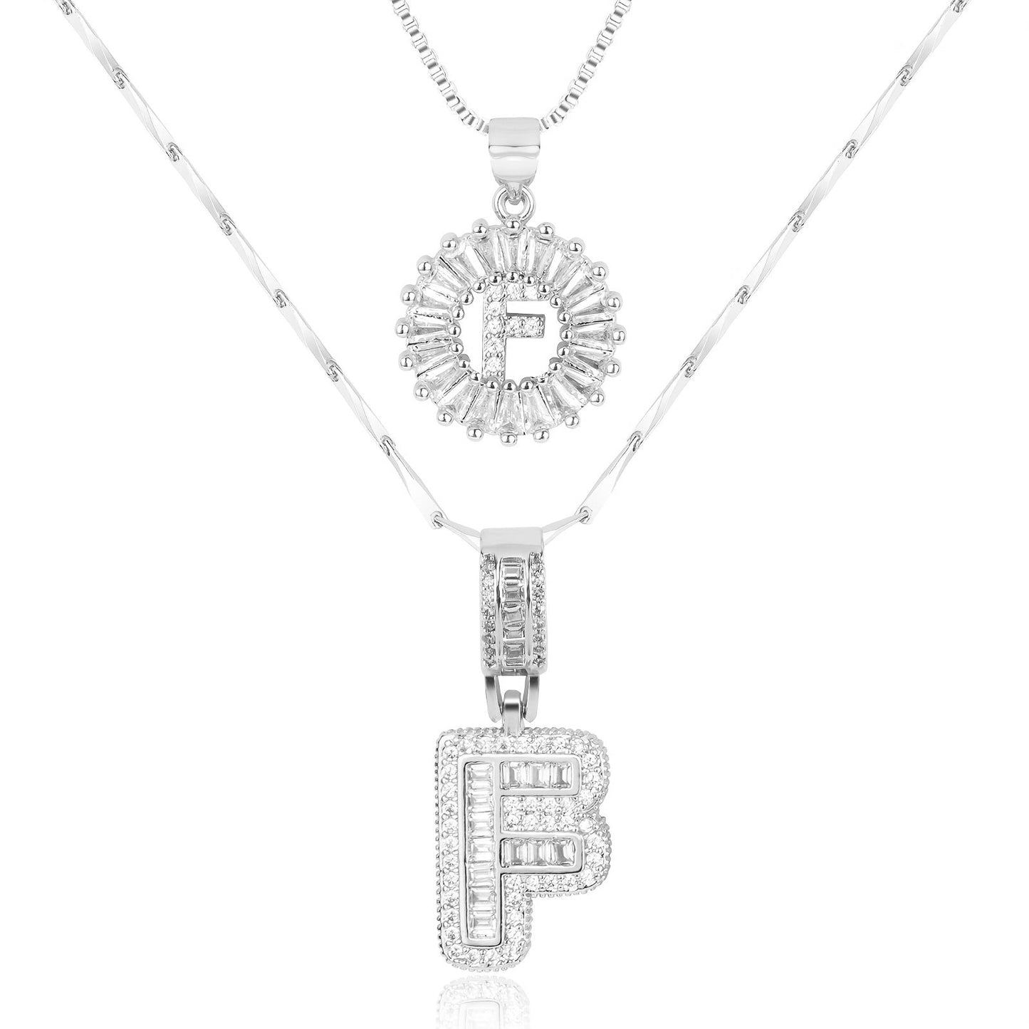 14k Diamond Initial Necklace Set - The Signature Duo