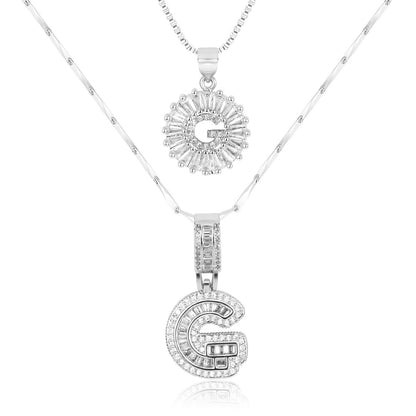 14k Diamond Initial Necklace Set - The Signature Duo