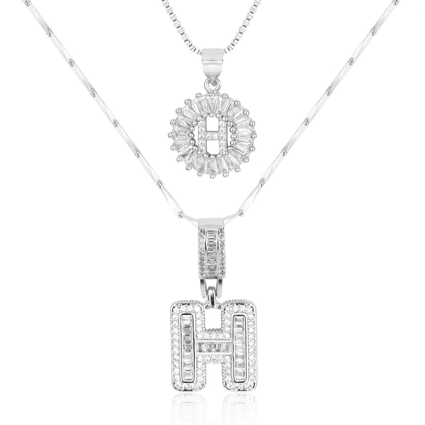 14k Diamond Initial Necklace Set - The Signature Duo