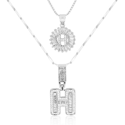 14k Diamond Initial Necklace Set - The Signature Duo