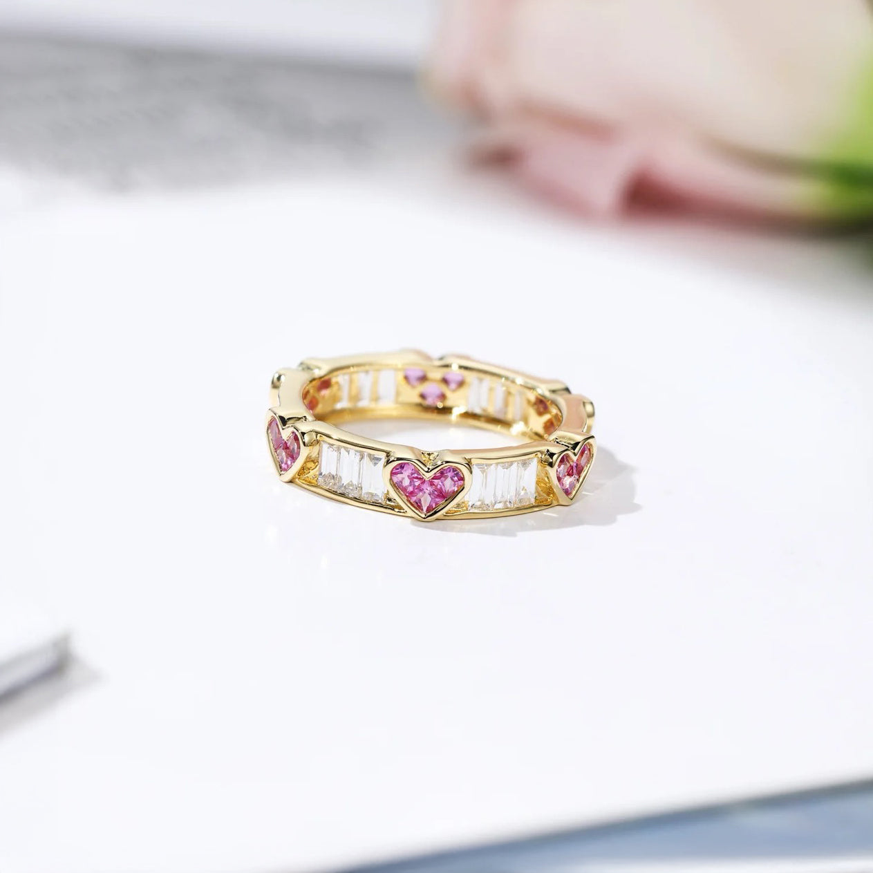 Classy Heart Wrap Baguette Diamond Ring