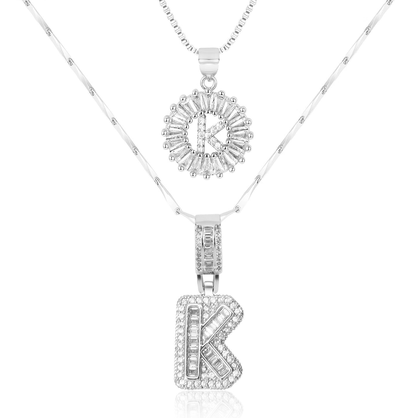14k Diamond Initial Necklace Set - The Signature Duo