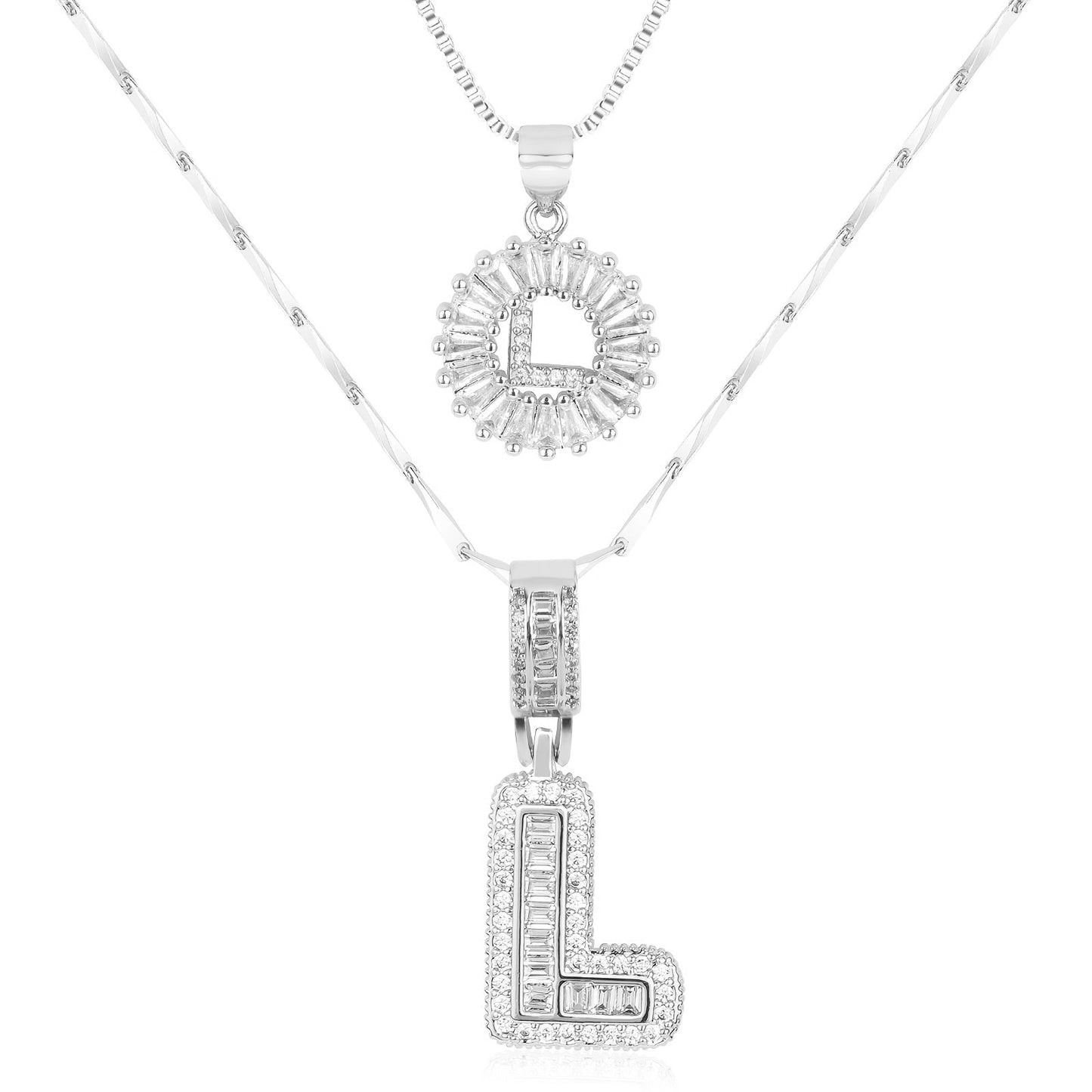 14k Diamond Initial Necklace Set - The Signature Duo