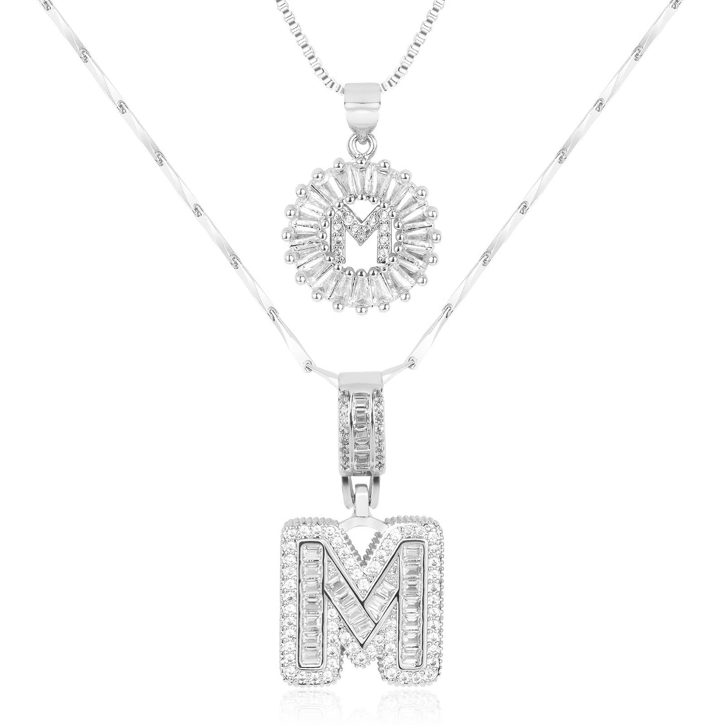 14k Diamond Initial Necklace Set - The Signature Duo