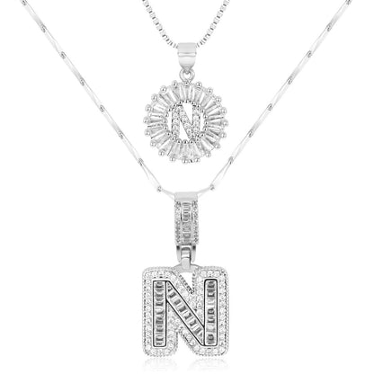 14k Diamond Initial Necklace Set - The Signature Duo