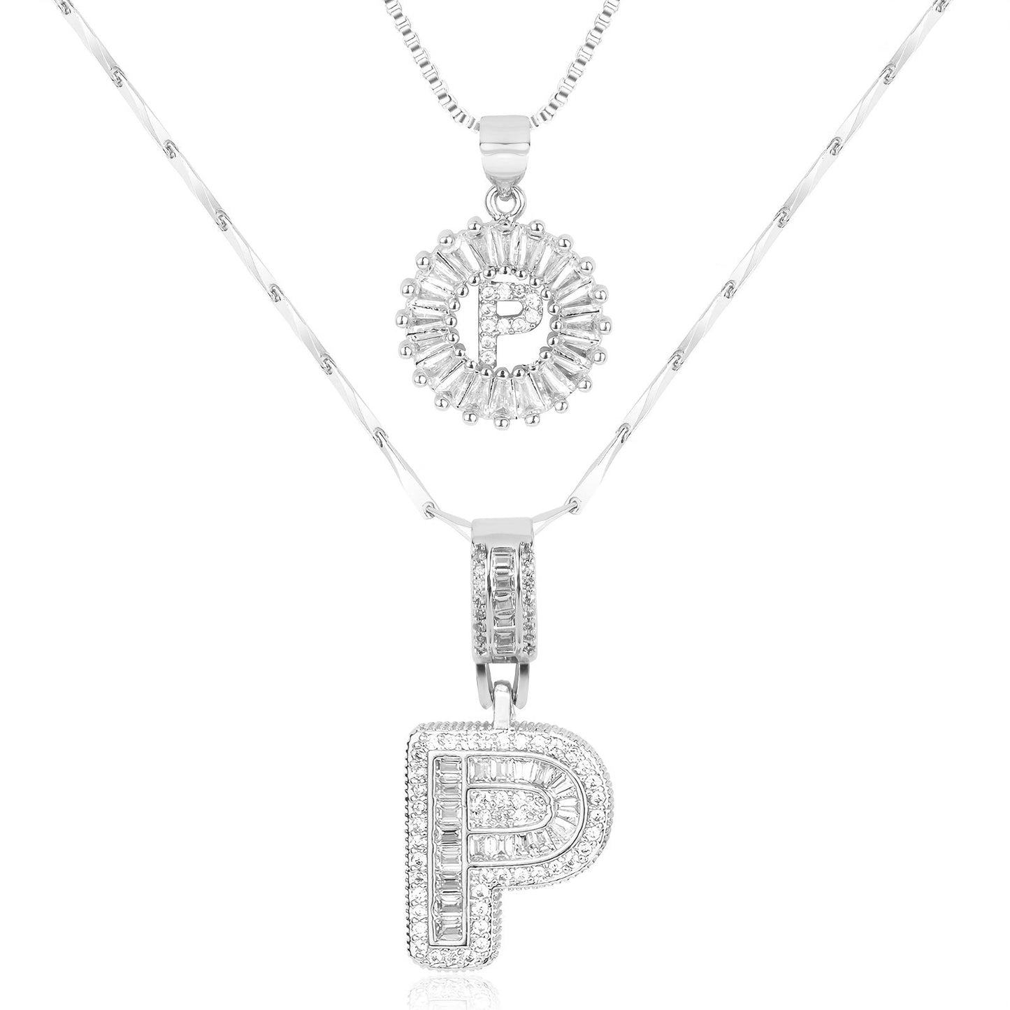 Keep & Share: 2pc 14k Diamond Letter Initial Necklaces