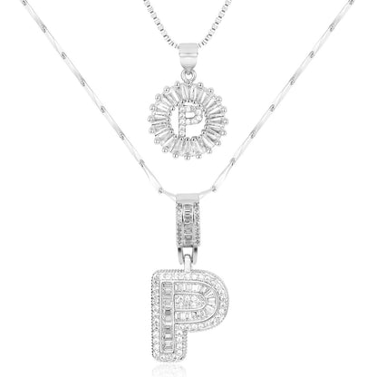 14k Diamond Initial Necklace Set - The Signature Duo