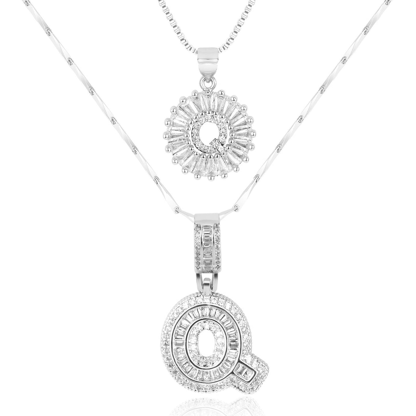 14k Diamond Initial Necklace Set - The Signature Duo