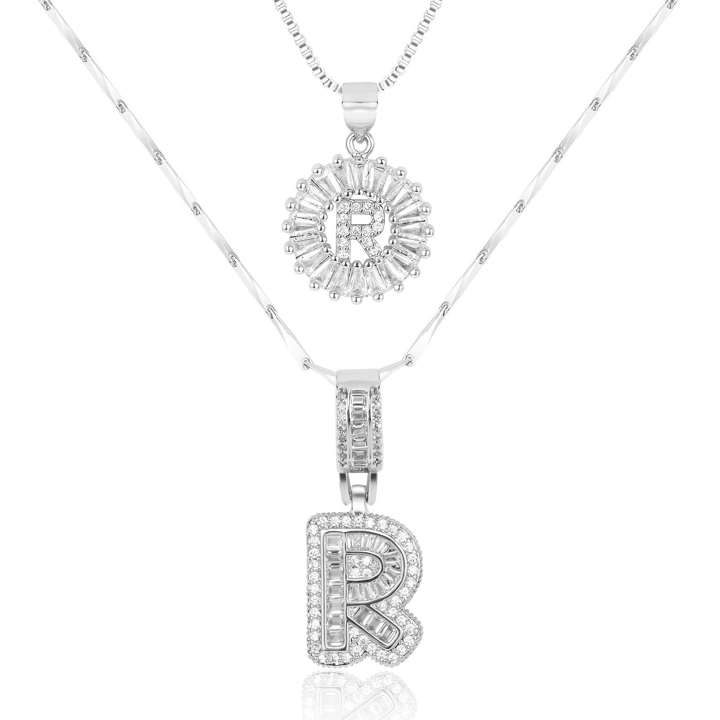 Keep & Share: 2pc 14k Diamond Letter Initial Necklaces