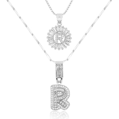 14k Diamond Initial Necklace Set - The Signature Duo