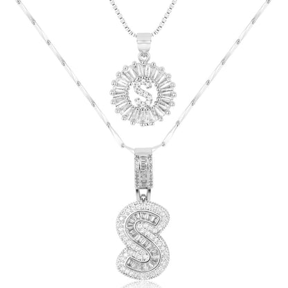 Keep & Share: 2pc 14k Diamond Letter Initial Necklaces