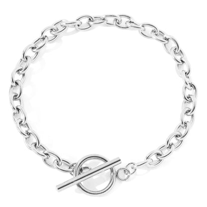 Classy Paperclip Circle Bar Clasp Bracelet