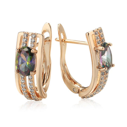 C Shaped Diamond Accented Centerpiece Earrings