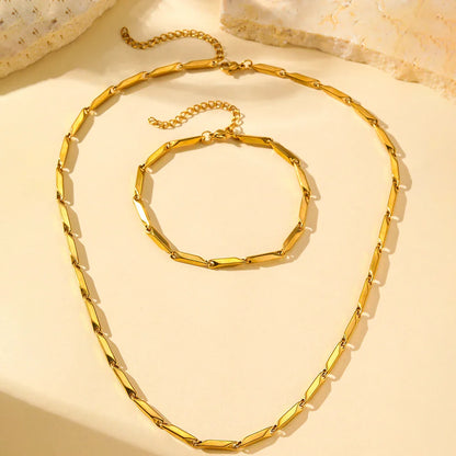 Modern Geometric Chain Necklace and Bracelet Set