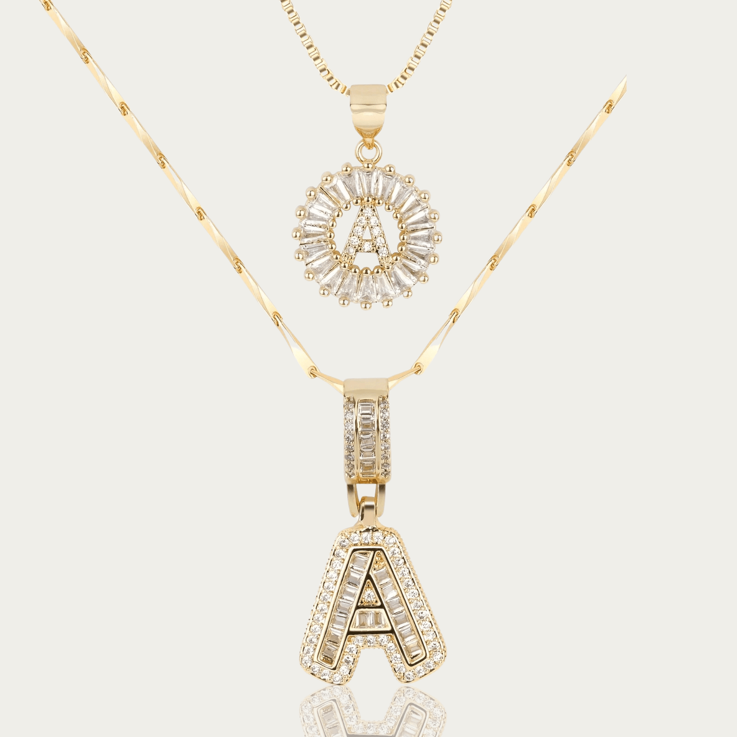 14k Diamond Initial Necklace Set - The Signature Duo