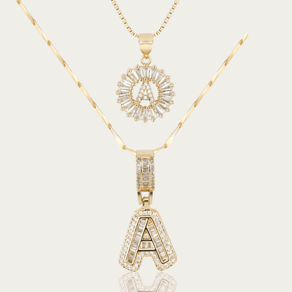 14k Diamond Initial Necklace Set - The Signature Duo