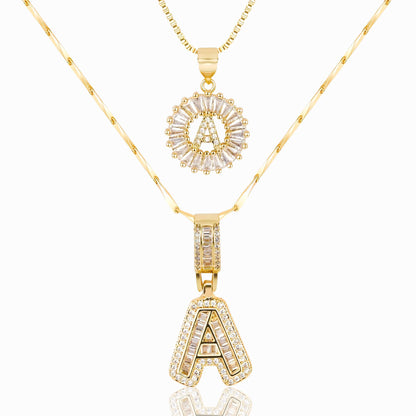 14k Diamond Initial Necklace Set - The Signature Duo