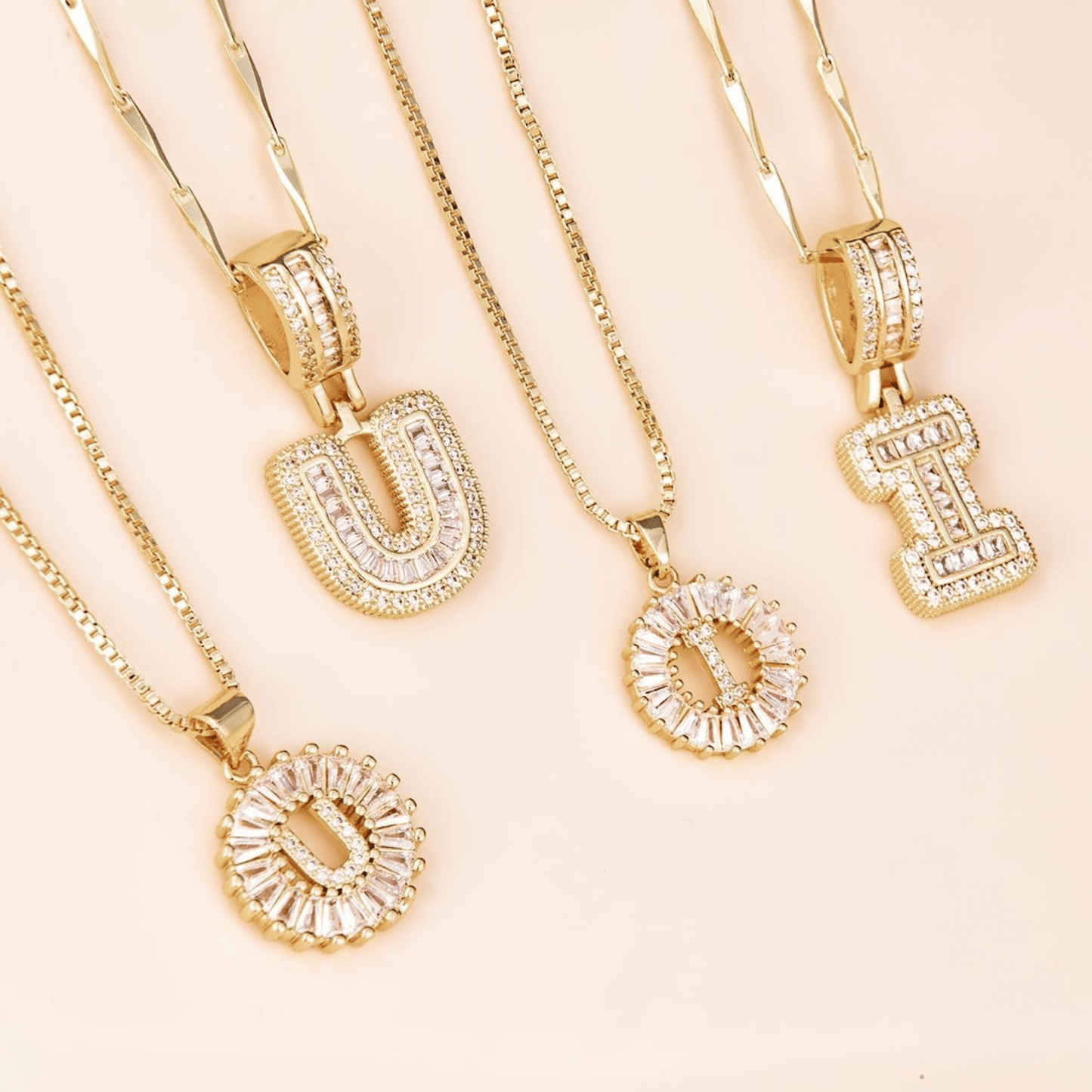 14k Diamond Initial Necklace Set - The Signature Duo