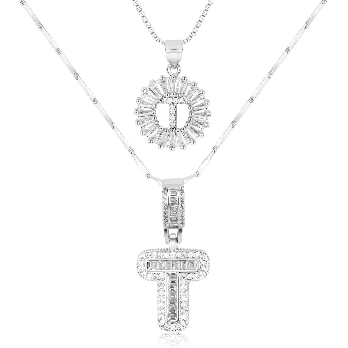 14k Diamond Initial Necklace Set - The Signature Duo