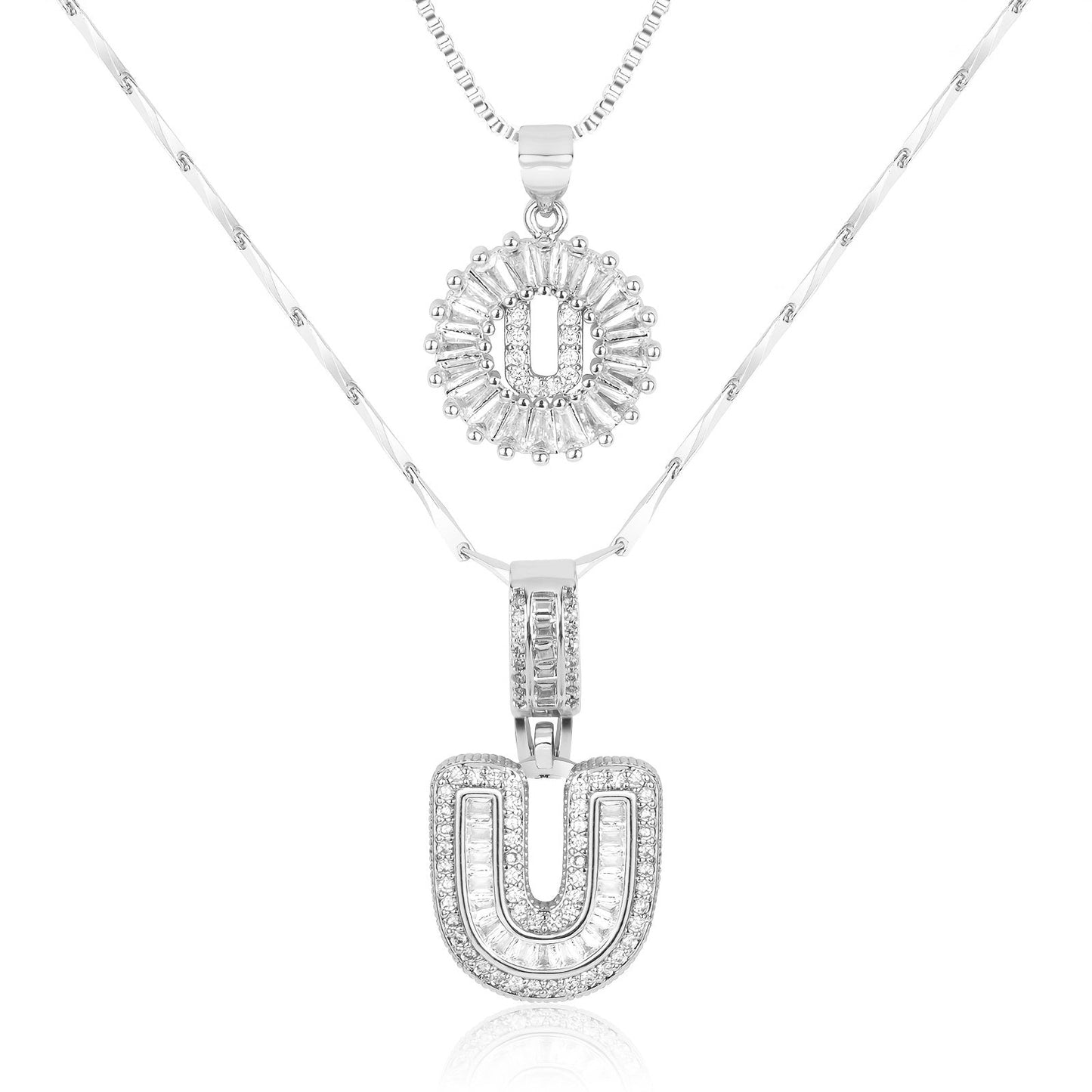 14k Diamond Initial Necklace Set - The Signature Duo