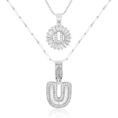 14k Diamond Initial Necklace Set - The Signature Duo